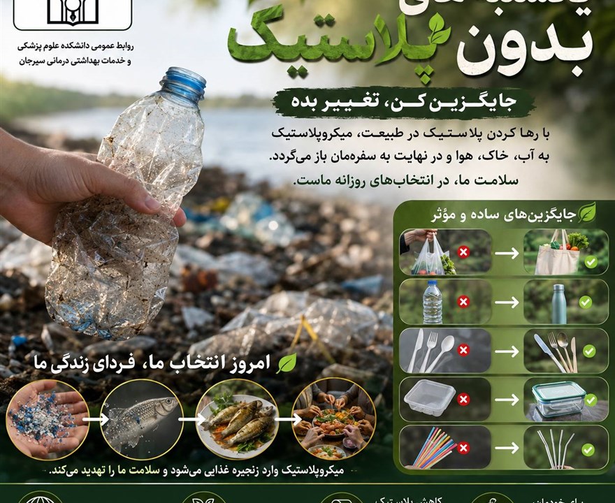 جایگزین کن، تغییر بده  با رها کردن پلاستیک در طبیعت، میکروپلاستیک به سفره‌مان باز می‌گردد.